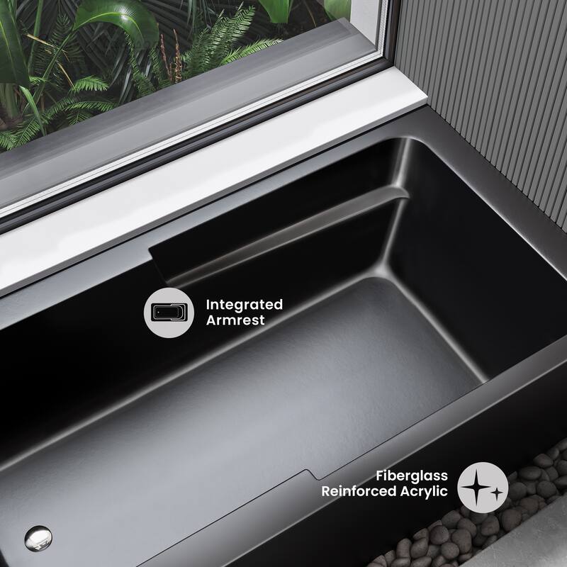 Voltaire 60 x 32 Left Drain Soaking Apron Bathtub in Black with Overflow, Drain