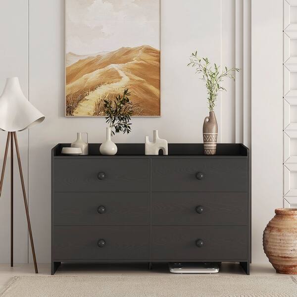 Chest of Drawers black Dresser , 6 Drawer Chest with Wide Storage, Dresser for Bedroom Living Room Hallway - Bed Bath & Beyond