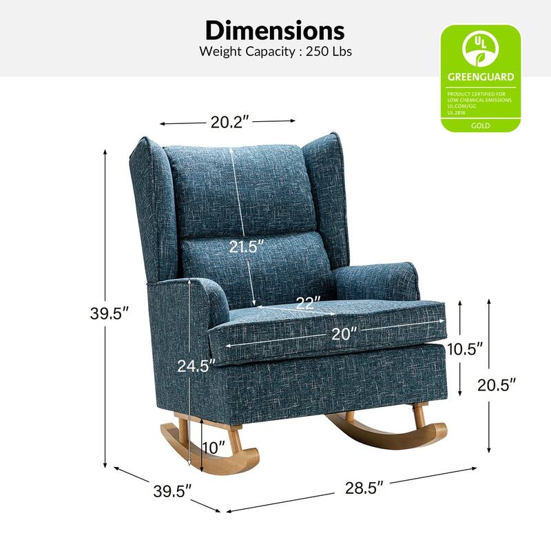 Antolin Modern Rocking Chair with Upholstery Removable Cushions Set of 2 by HULALA HOME