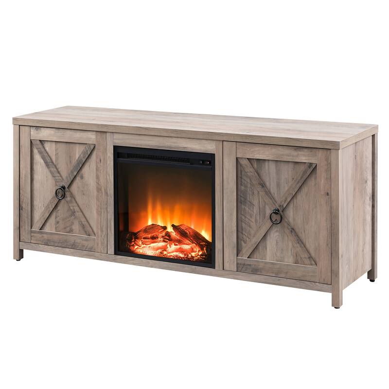 Granger 58" TV Stand with Log Fireplace Insert