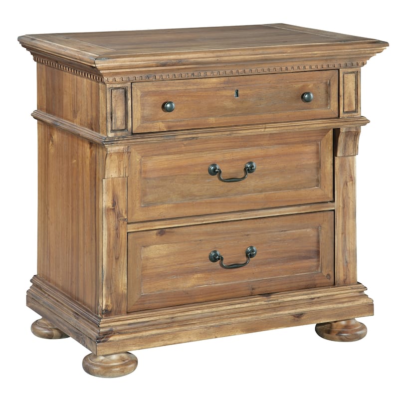Natural Tan Brown Wood Three-drawer Night Stand by Hekman