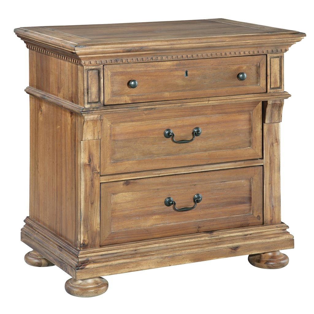 Natural Tan Brown Wood Three-drawer Night Stand by Hekman