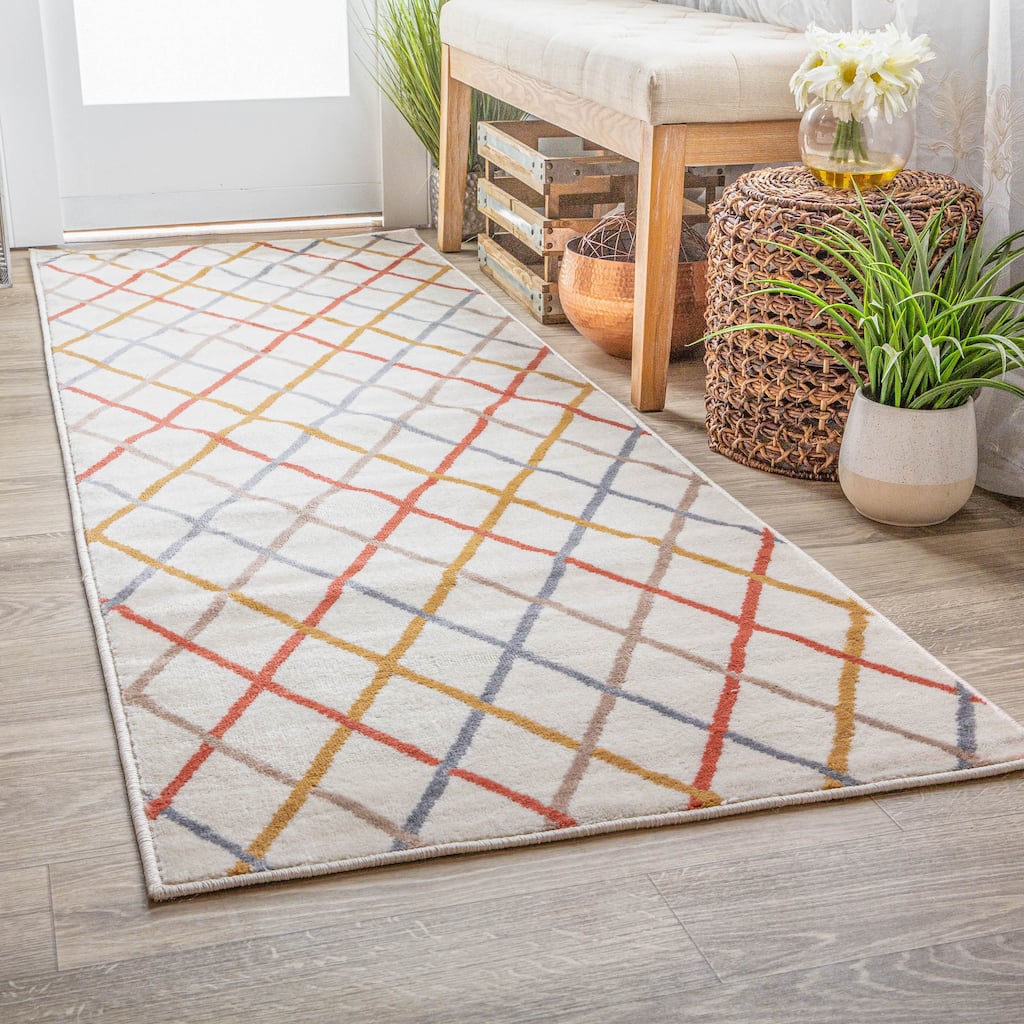 Superior Modern Geometric Diamond Trellis Indoor Area Rug