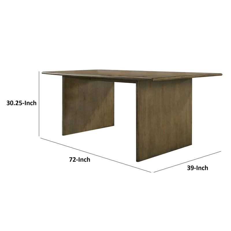 Gael 72 Inch Dining Table, Rectangular, Curved Panel Legs, Textured Brown