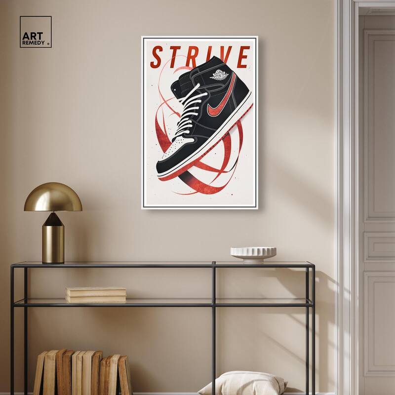 Red Ribbon Sneaker Canvas by Art Remedy