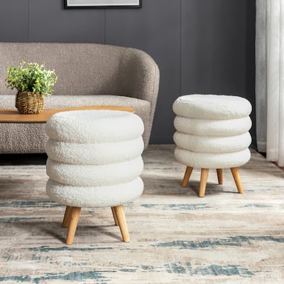 Deonicio 15.7" Wide Ottoman with Solid wood Legs, Set of 2