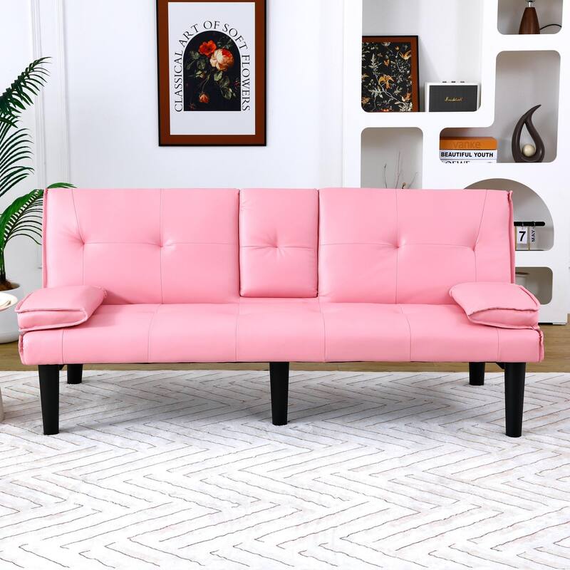 PVC multi-functional sofa bed, with a foldable and cup holder design - Pink