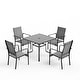 preview thumbnail 121 of 174, Patio Dining Set, Outdoor Dining Table and Chairs Set with Textilene Chairs, Adjustable Umbrella Hole for Garden, Backyard