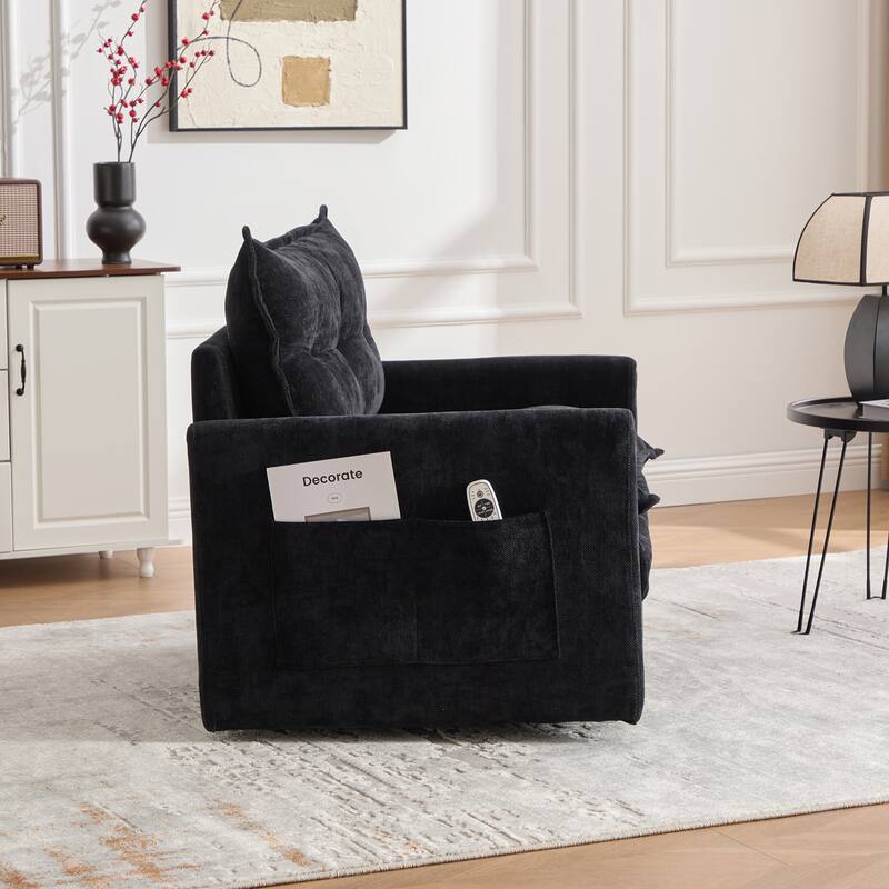 GDFStudio - Chenille 36.22" Swivel Barrel Chair