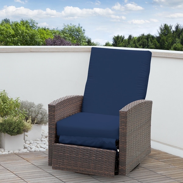 Outsunny Outdoor Rattan Wicker Swivel Recliner Lounge Chair On