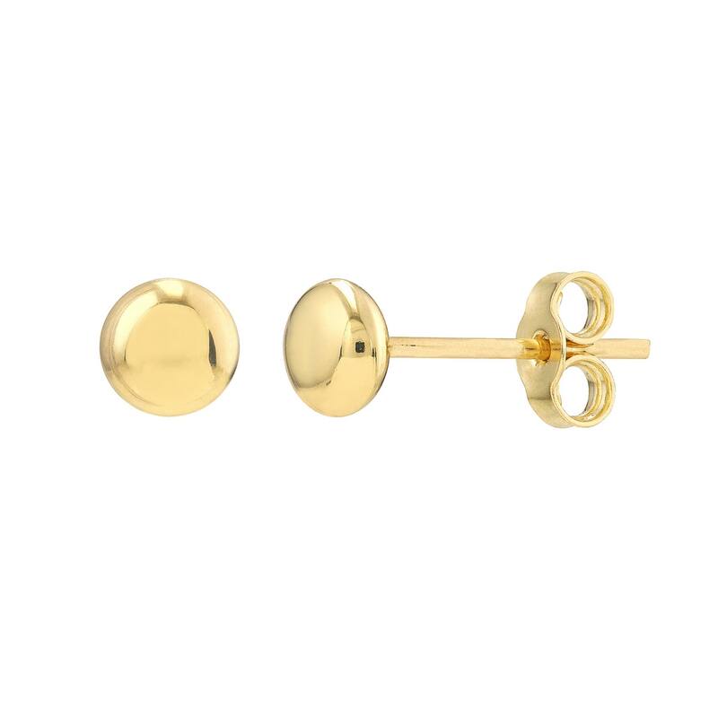 Curata 14k Yellow Gold 4.5mm Puffed Circle Stud Earrings