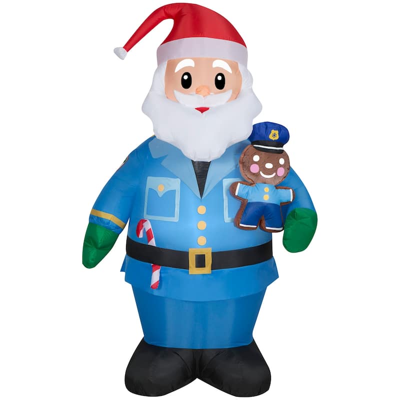 Gemmy Christmas Inflatable Policeman Santa , 7 ft Tall