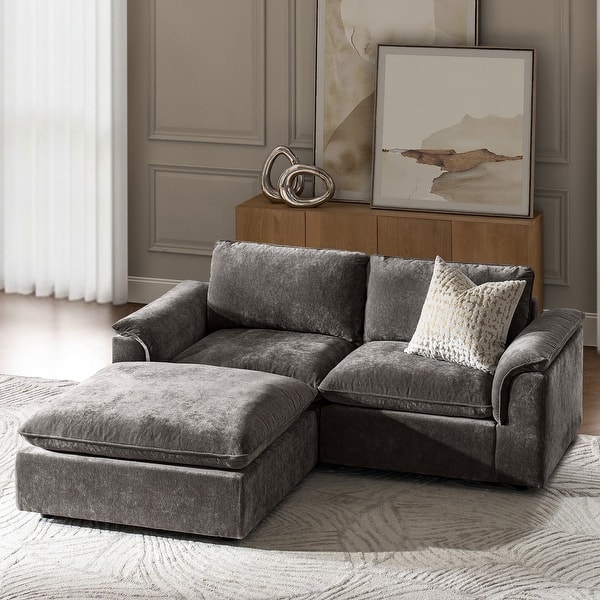 slide 2 of 16, Fabiana 88"W Oversized 3 Piece Down Blend Modular Cloud Sleeper Sofa with Removable Cushion Cover By HULALA HOME Grey