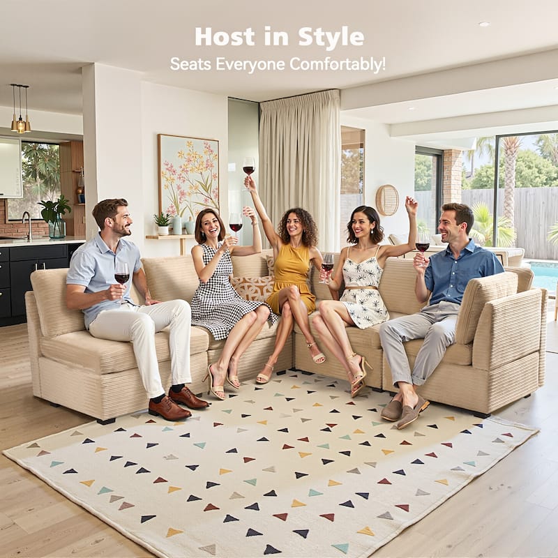HOOOWOOO Modern Upholstery Fabric Sectional Sofa