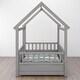 preview thumbnail 7 of 9, Kids and Baby Twin Size Floor House Bed with House Roof Frame and Fence Guardrails