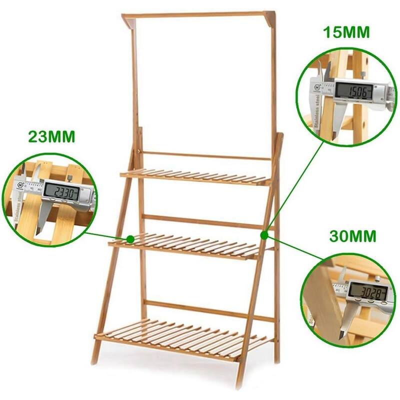 27" 3 Tier Plant Stand Hanging Rack Bamboo Plant Ladder Foldable Flower Pots
