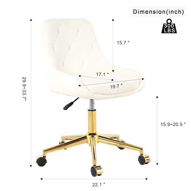 Beige+Gold Teddy 22.3" Tufted Accent Chair with Chrome Legs