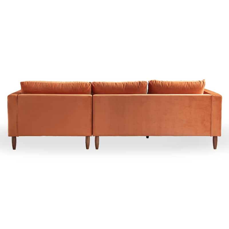 Diana Mid-Century Modern L-Shaped Pillow Back Velvet Sectional Sofa