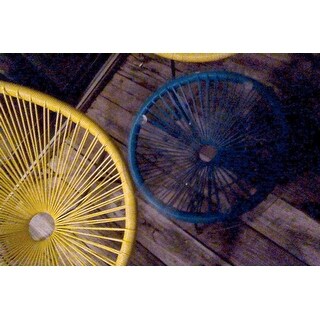 Sarcelles Modern Woven Wicker Patio Side Table with Glass Top by Corvus