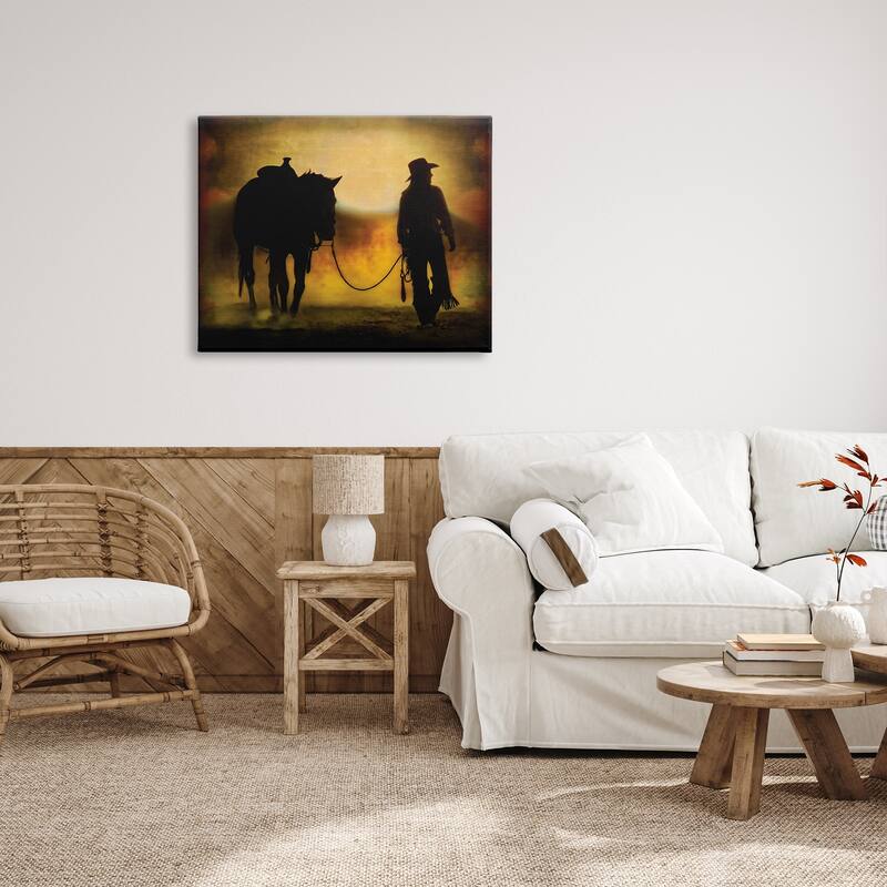 Stupell Cowgirl & Horse Silhouette Canvas Wall Art Design by PBurchettePhoto