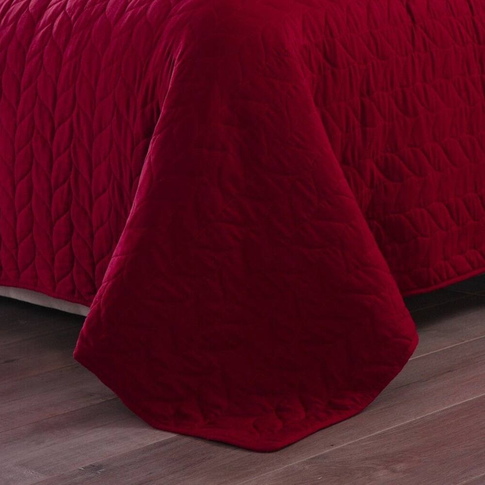 3 Piece Lightweight Bedspread Quilt Set Prewashed King Burgundy Bed