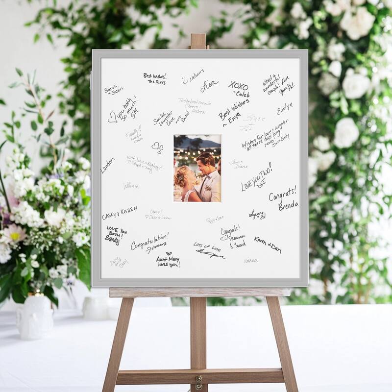 Hera Signature Mat Picture Frame - Autograph Photo Frame Guest Book Alternative for Weddings, Graduations, or Retirement - 5x7