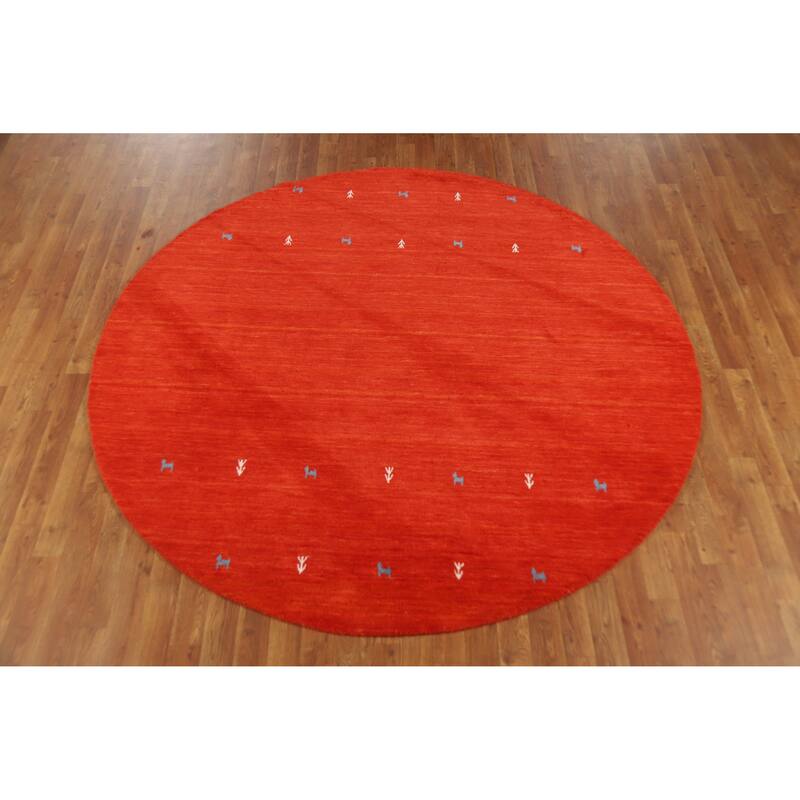 Hand Knotted Oriental 100% Wool Carpet Tribal Animal Pictorial Oranges & Rust Gabbeh Area Rug - 6' 6'' X 6' 6''