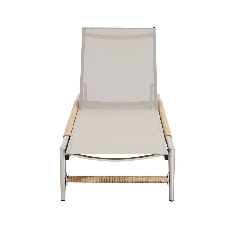 Roomfitters Hargrove Outdoor Aluminum Chaise Lounge Set with Rope Wrapped Legs, Silver and Natural