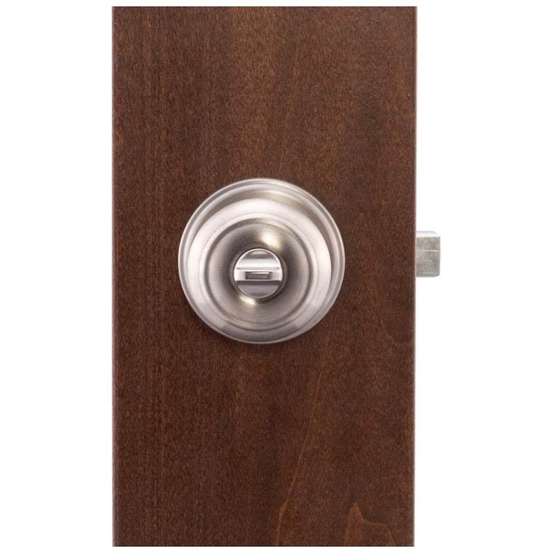 Satin Stainless Steel Door Knob - Round Colonial Privacy Lock for Bedroom and Bathroom
