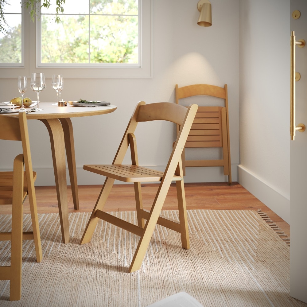2PK Comm. Grade Solid Wood Portable Folding Dining Chair - 17.5"W x 18"D x 31.25"H