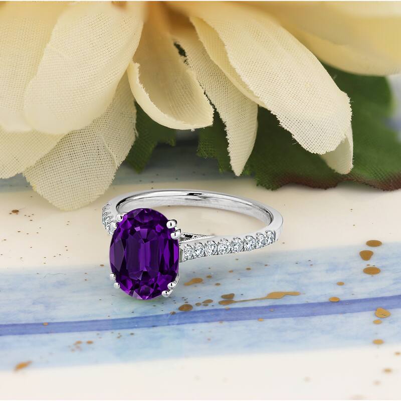 Auriya 1 5/8ct Fancy Oval Purple Amethyst and Diamond Engagement Ring 1/4ctw 14k Gold
