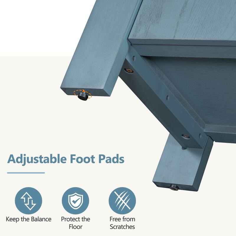 Retro 4-Door Buffet Cabinet with Adjustable Shelves Storage, for Dining Room, Kitchen and Living Room, Navy