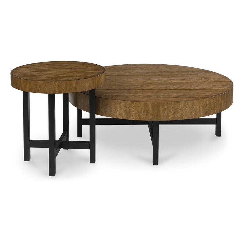 Signature Design by Ashley Steenlage Brown/Black Table (Set of 2) - 48" W x 48" D x 17" H