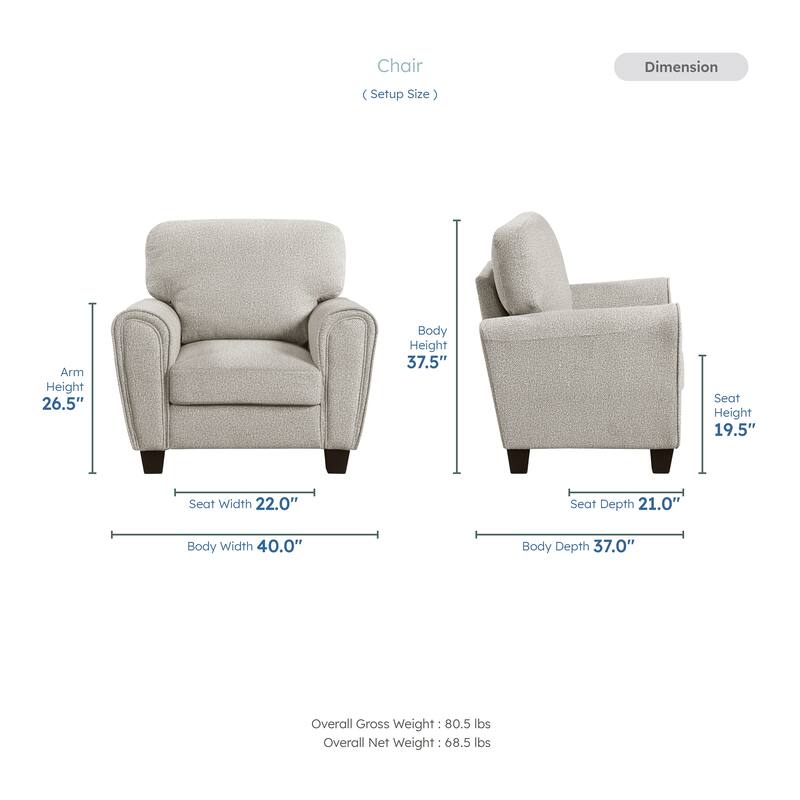 Ravenna 40" Modern & Contemporary Chenille Fabric Living Room Chair