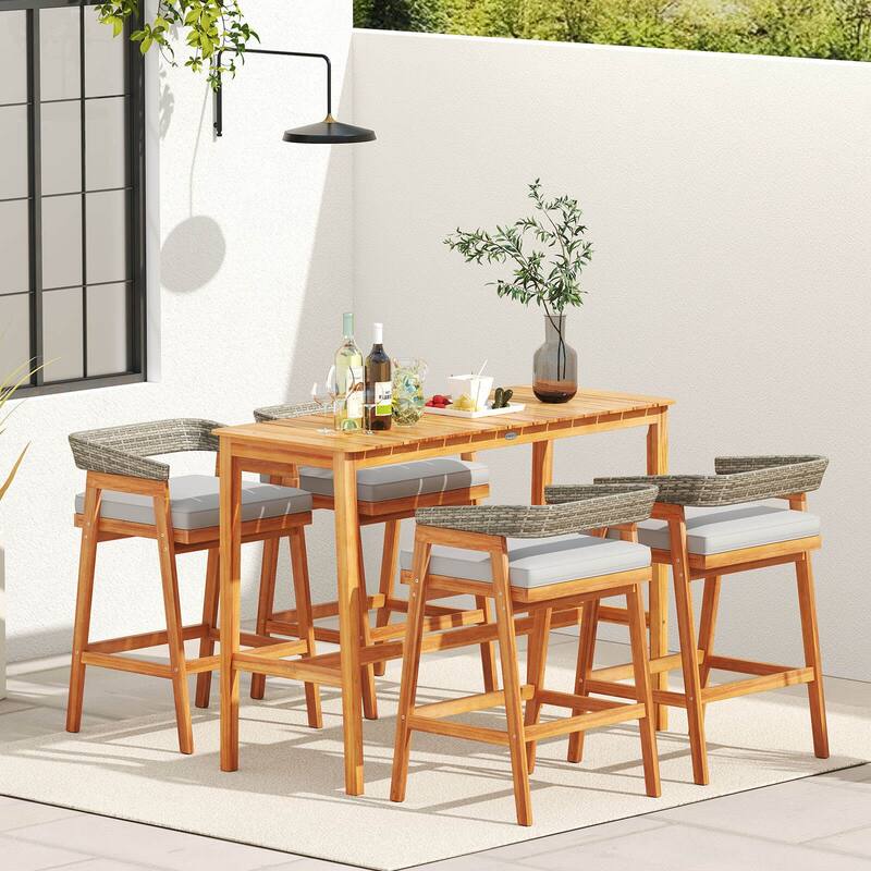 Costway 3 PCS Patio Counter Height Bar Set with 2 Cushioned Barstools - See Details