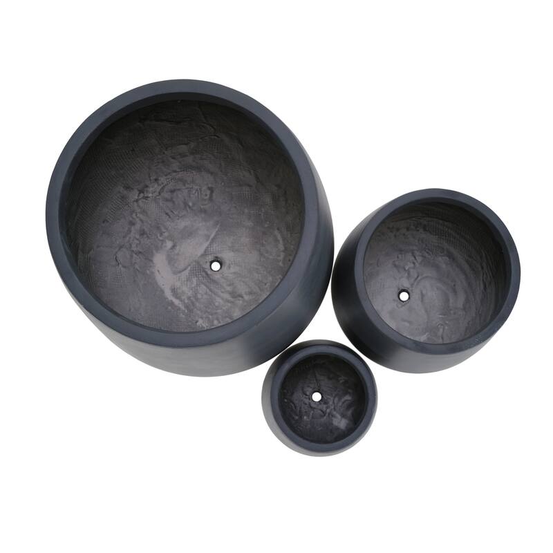 Lightweight Round MGO Outdoor Planter Set-3 Sizes (15.6"/10.74"/7.3"),Large Outdoor Indoor Flower Pots with Drainage Hole