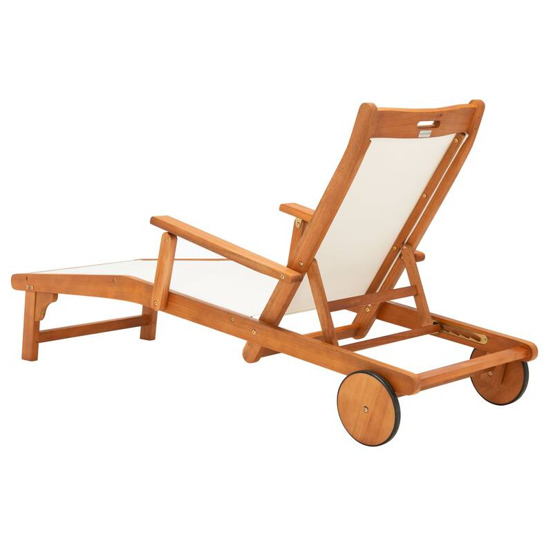 SAFAVIEH Outdoor Linie Sunlounger with Wheels - 25Wx36Dx71H