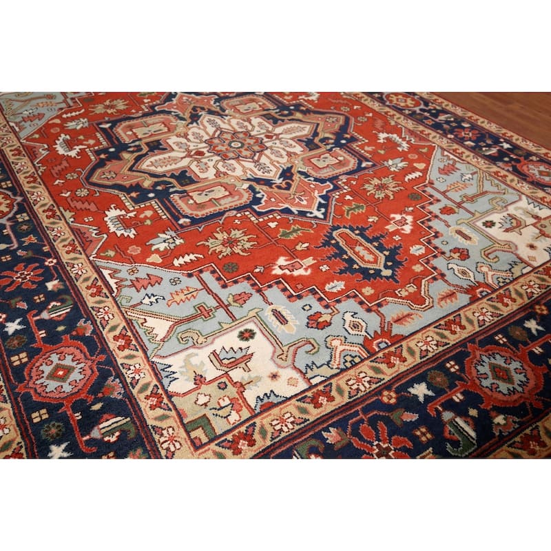 Heriz Serapi Indian Area Rug Hand-Knotted Wool Carpet - 8'6" x 11'10"