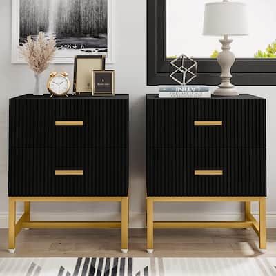 Modern Nightstand with 2 Drawer, Bedside Table for Bedroom, Side Table