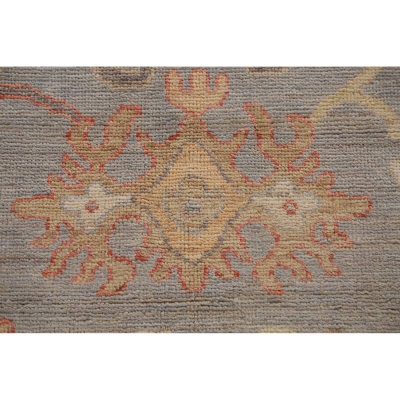 Hand Knotted Oriental 100% Wool Carpet Transitional All-Over Greys & Charcoal Oushak Area Rug - 11' 10'' X 8' 11''