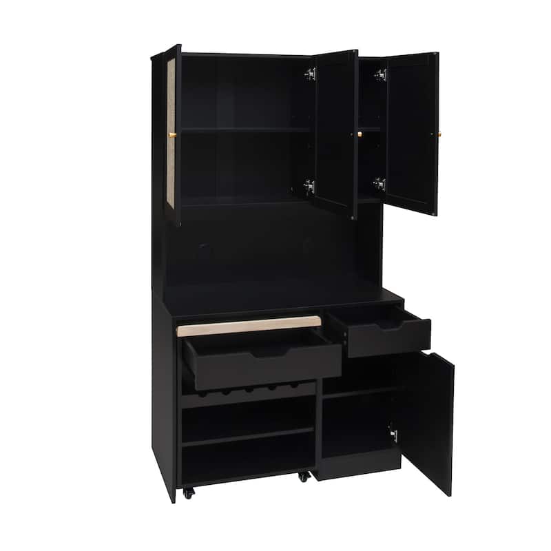 Kitchen Pantry Buffet Cabinet with Kitchen Cart