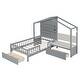 preview thumbnail 4 of 34, Twin House Bed with Sofa, Wireless Charging, Drawers, and Shelves, Grey