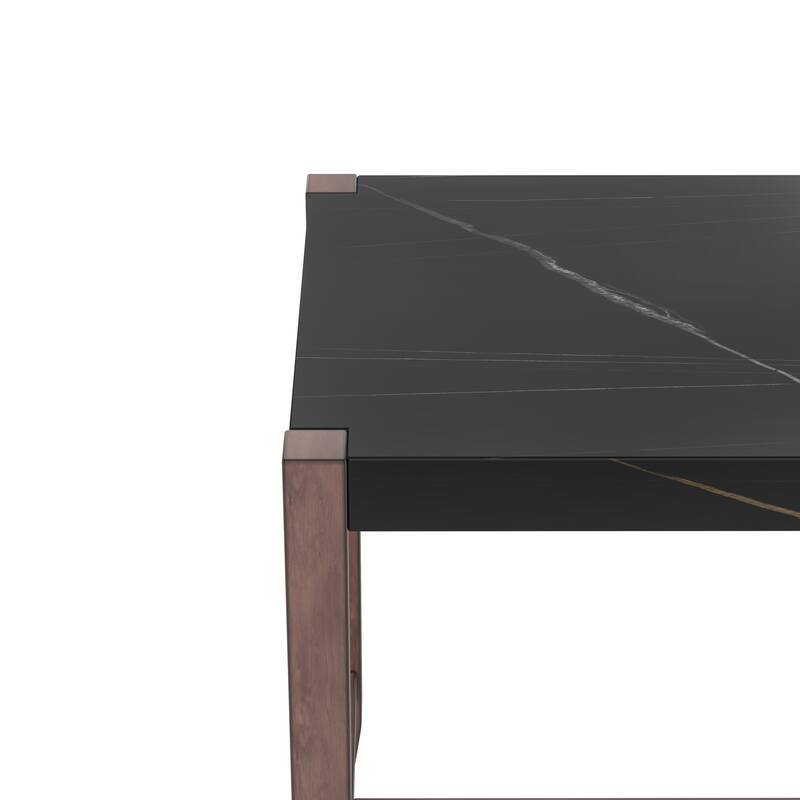 Counter Height Table, 47.5 Inch Faux Marble Finish Bar Dining Table, Modern Bar Tall Dining Table