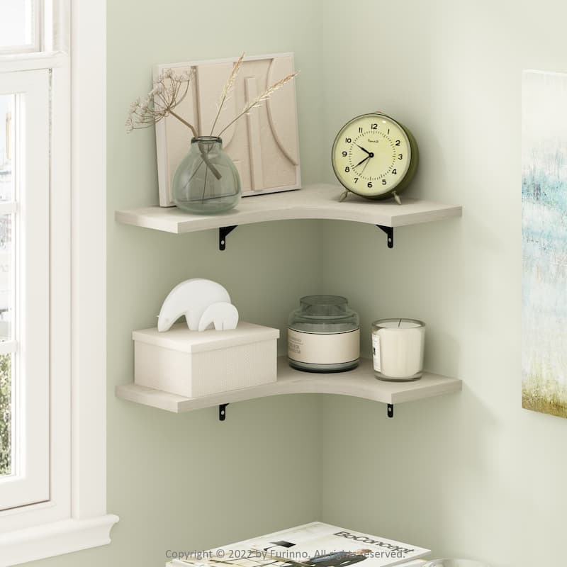 Furinno Rossi Wall Mounted Corner L-Shape Floating Display Shelves