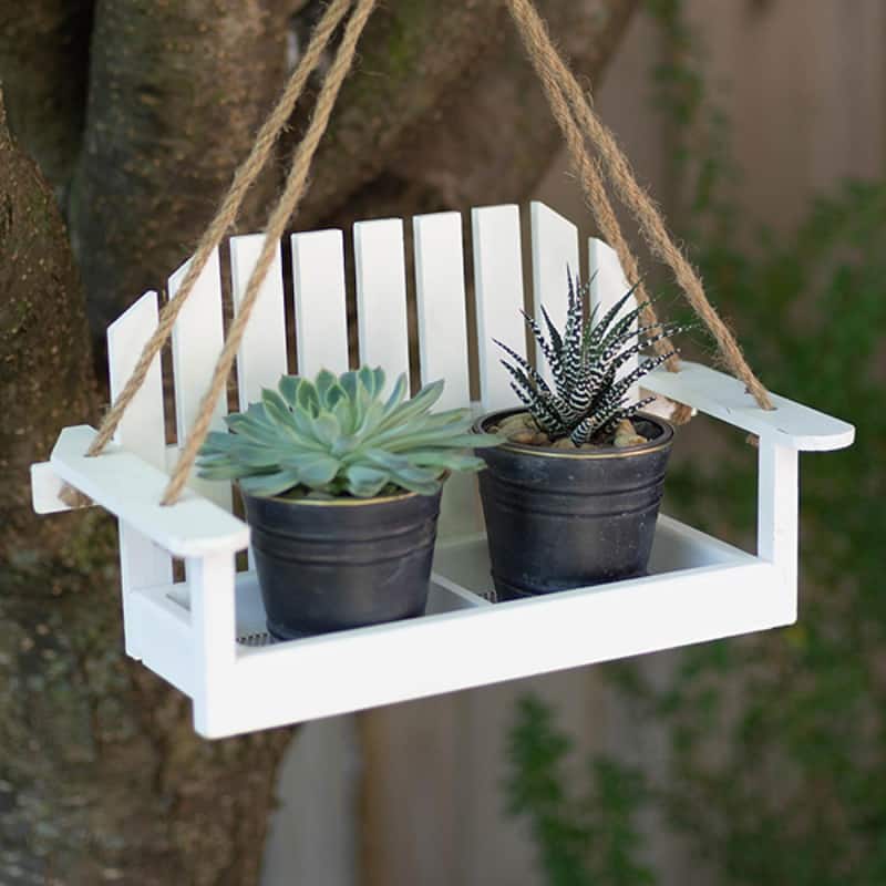 Porch Swing Shape With Rope Hanging Plant Stand