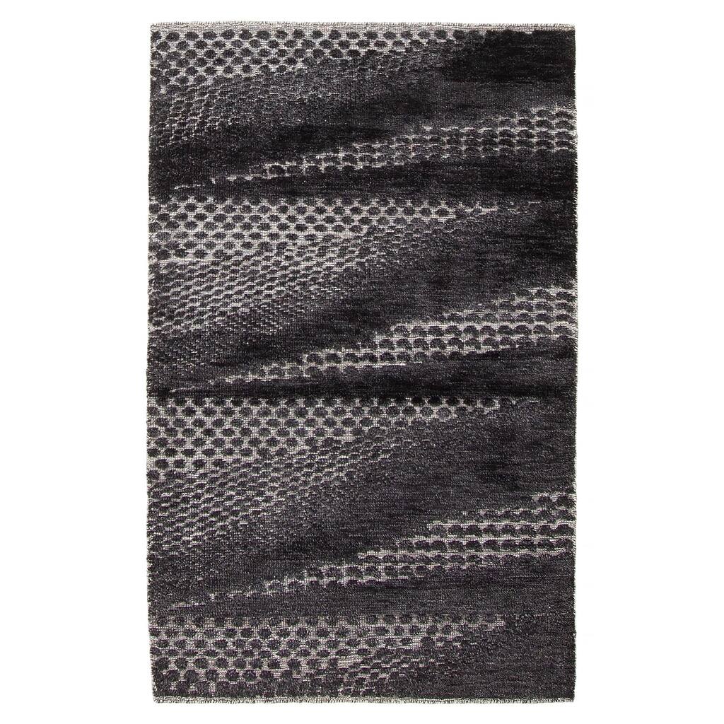 ECARPETGALLERY Hand-knotted Tangier Black Wool Rug - 2'11 x 4'11