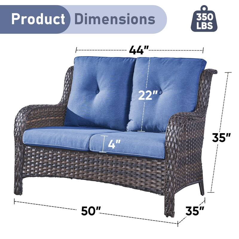 Outdoor Patio Wicker Loveseat Sofa - 2-Seater Rattan Sofa