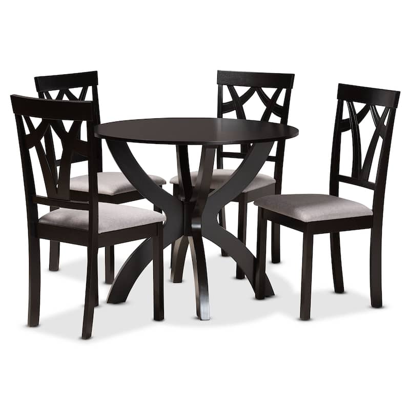 Rasa Modern and Contemporary 5-Piece Wood Dining Set-Grey/Dark Brown - Grey, Dark Brown