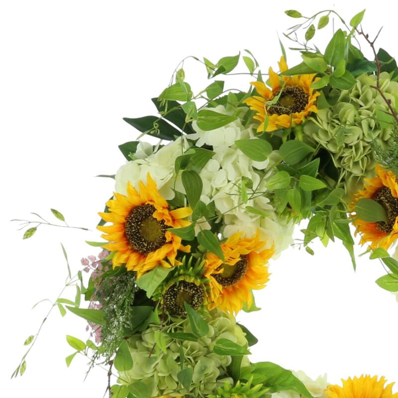 26" Assorted Hydrangea and Sunflower Wreath
