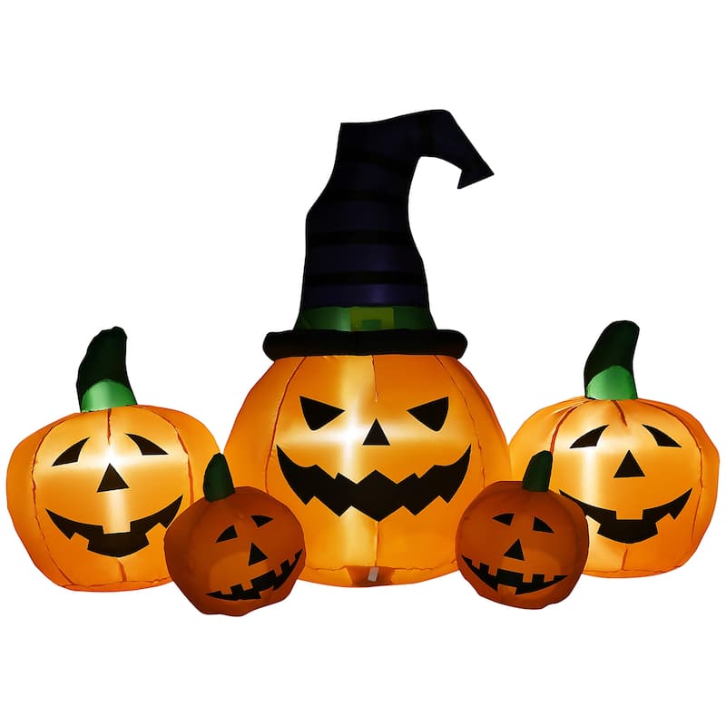 4 ft Multi Colored Inflatable Halloween Pumpkin with LED Lights Waterproof Polyester for Indoor and Outdoor Decoration